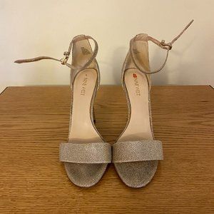 NINE WEST Shimmery Gold Stiletto Sandals